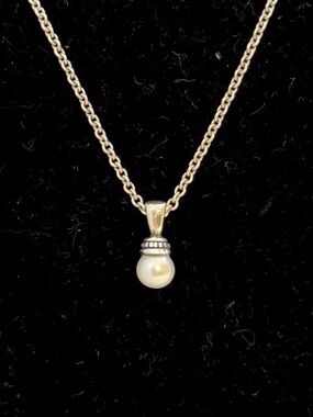 JAMES AVERY Sterling Silver Vintage Drop Pearl Pendant Charm Necklace; RETIRED